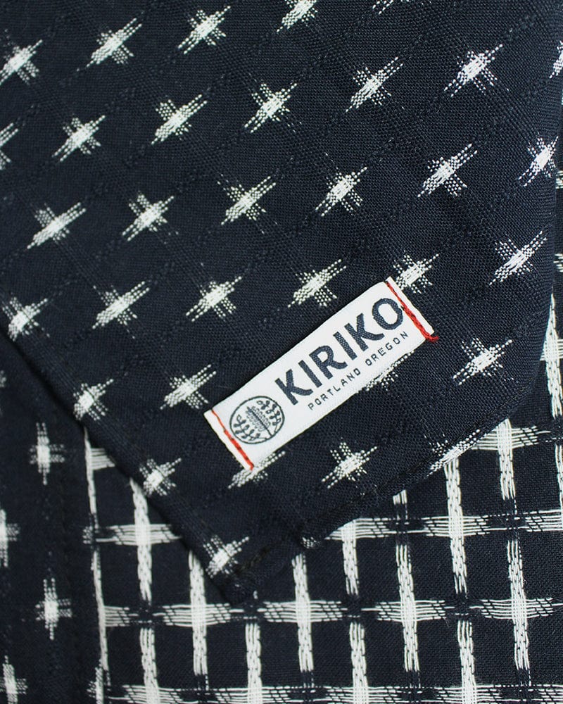 Kiriko Original Scarf, Double Split, White and Indigo, Jyuji