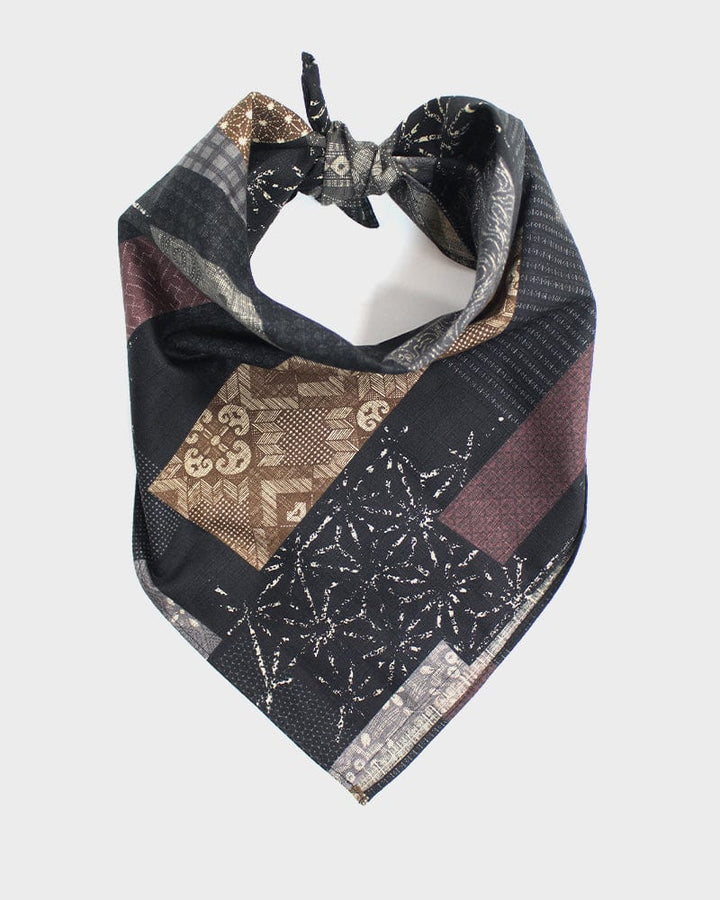 Kiriko Original Bandana, Classic, Charcoal Patchwork Style