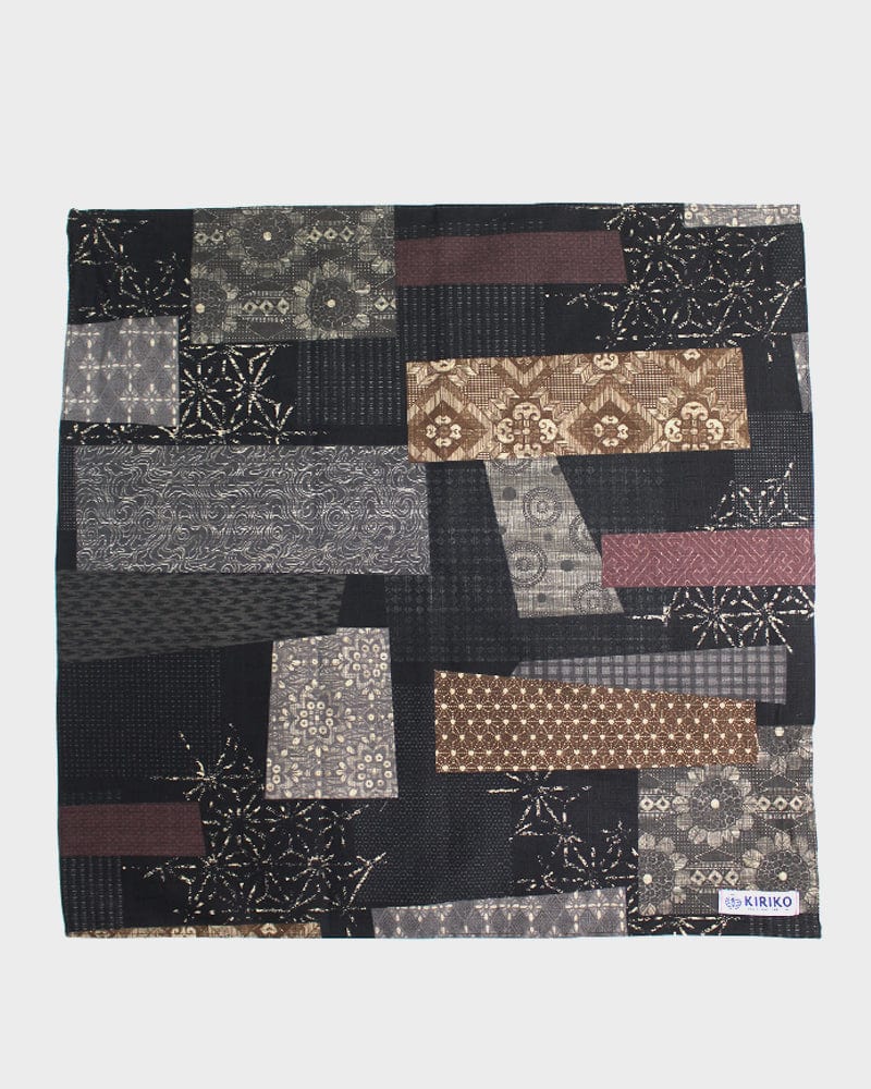 Kiriko Original Bandana, Classic, Charcoal Patchwork Style