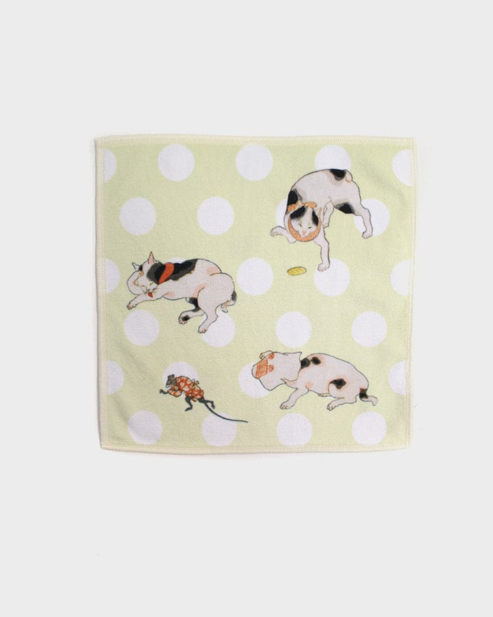 Japanese Handkerchief, Microfiber, Reversible Square, Four Cats with Mouse by Kuniyoshi