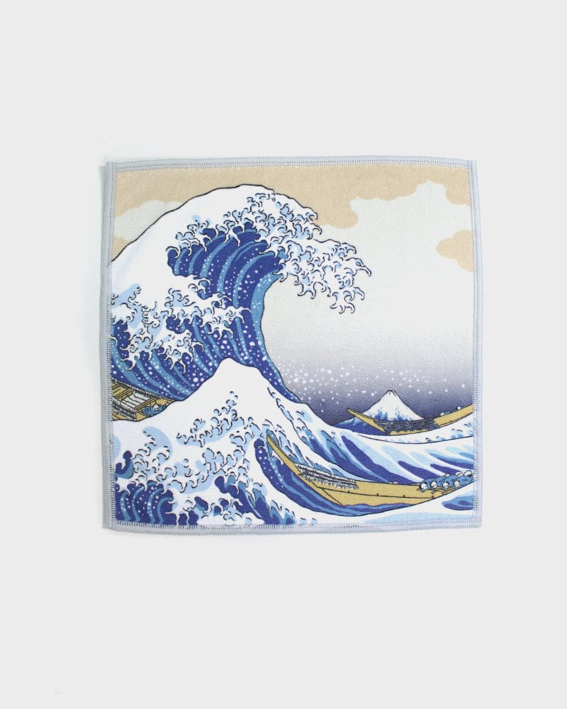 Japanese Handkerchief, Microfiber, Reversible Square, The Great Wave Off Kanagawa by Hokusai