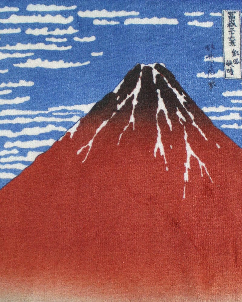 Japanese Handkerchief, Microfiber, Reversible Square, Fine Wind, Clear Morning by Hokusai