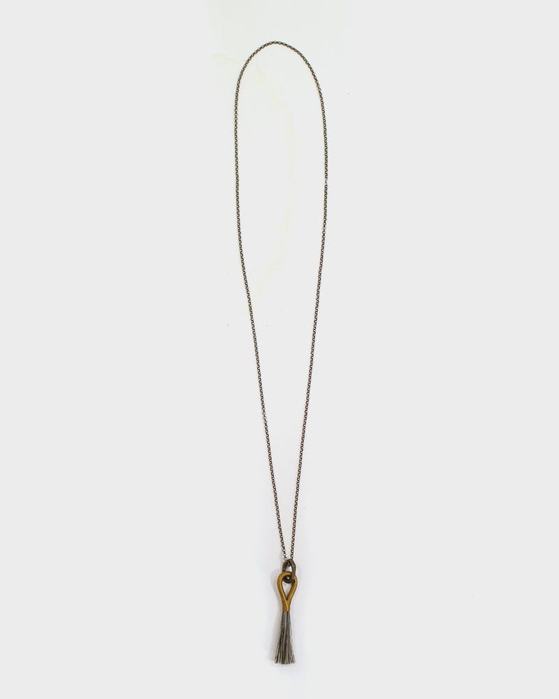 Boet Necklace, Horse Tassel, Old Gold and Grey