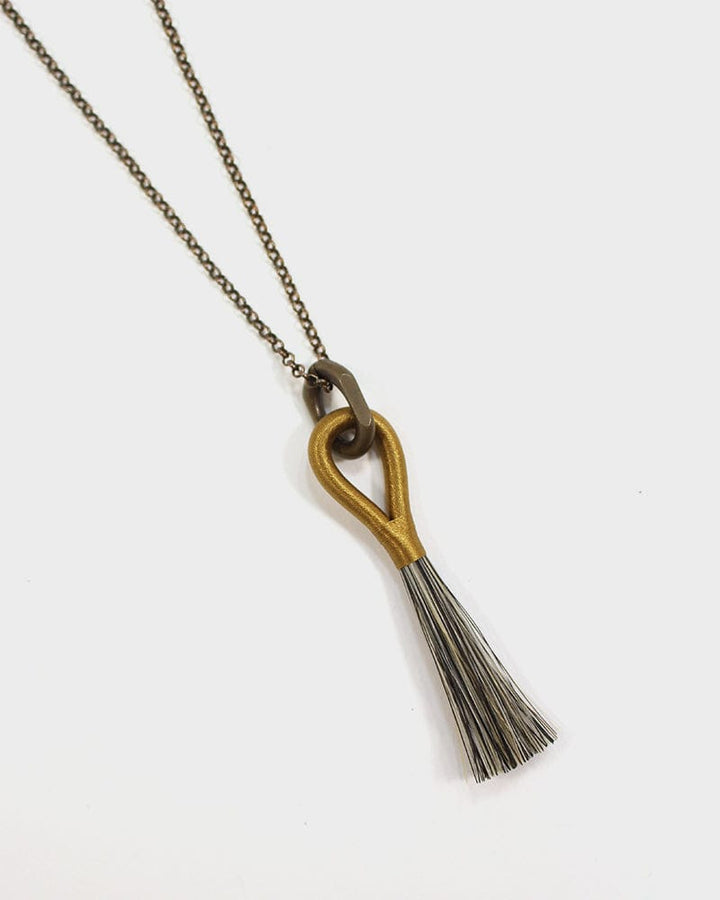 Boet Necklace, Horse Tassel, Old Gold and Grey