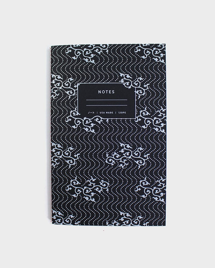 Kiriko Original Lined Notebook, Black Karakusa