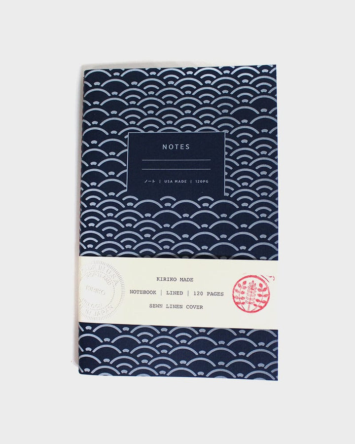 Kiriko Original Lined Notebook, Blue Seigaiha