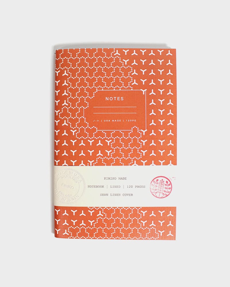 Kiriko Original Lined Notebook, Orange Kikkou