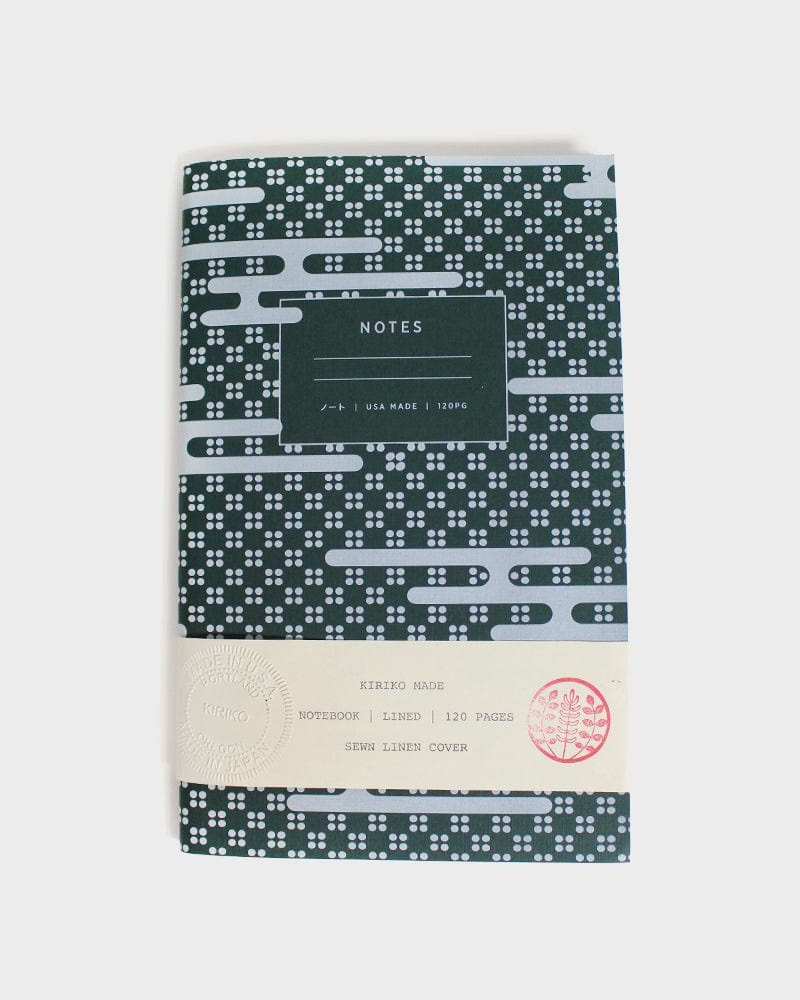 Kiriko Original Lined Notebook, Green Kumo