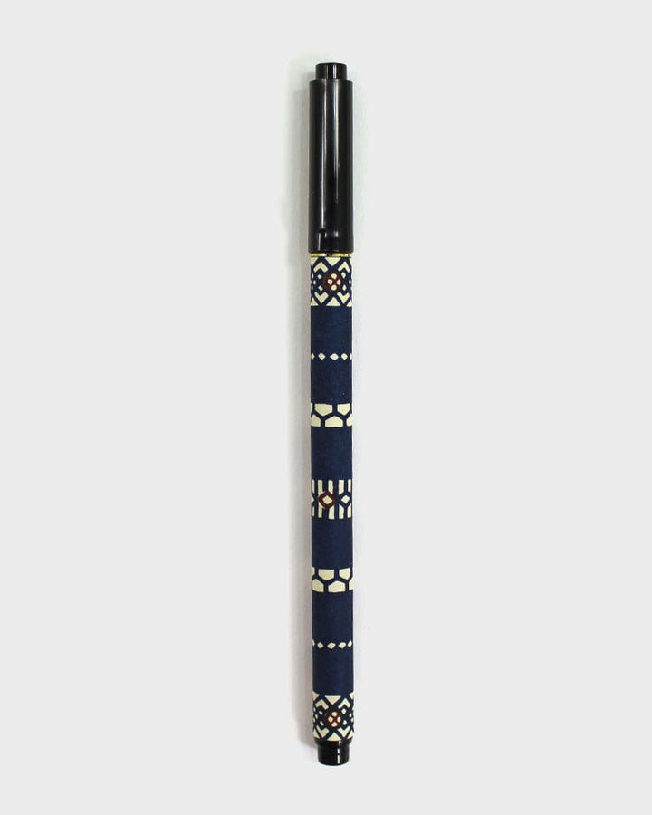 Shogado Calligraphy Brush Pen, Classic Series #19, Blue Geometric Pattern