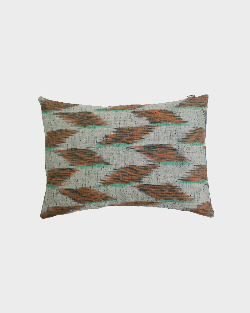 Kiriko Original Pillow, Orange and Teal Kasuri