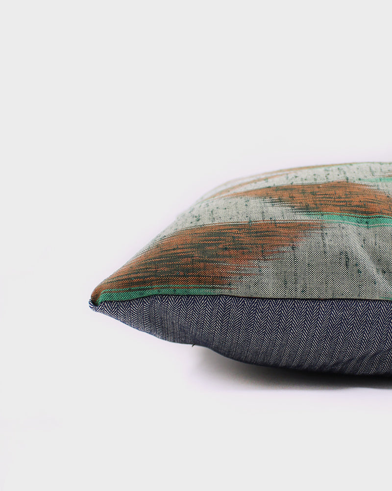 Kiriko Original Pillow, Orange and Teal Kasuri