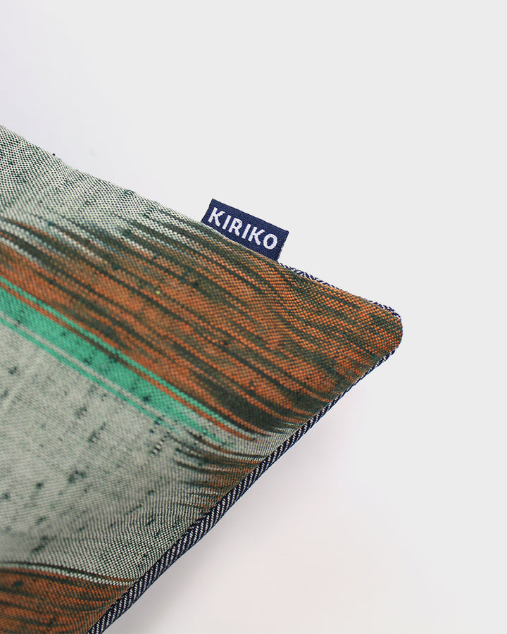 Kiriko Original Pillow, Orange and Teal Kasuri