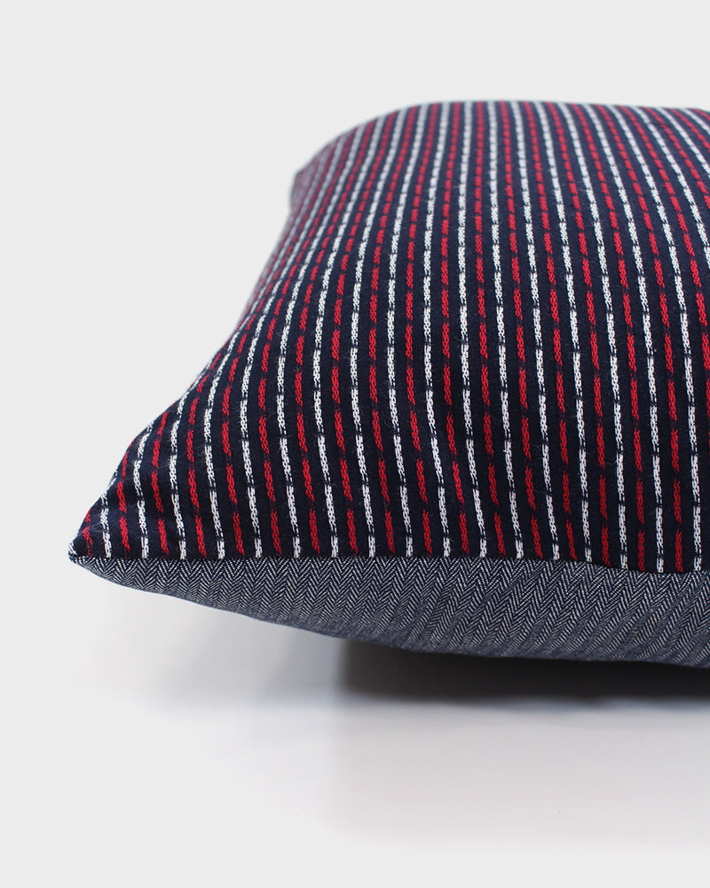 Split Pillow, Indigo, Red &amp; White Dash