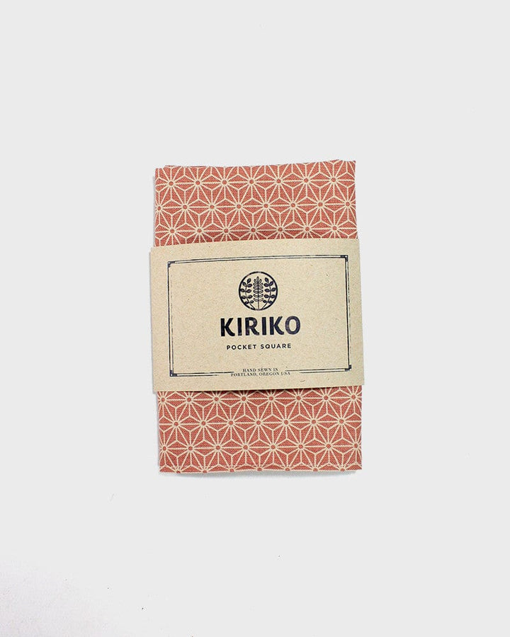 Kiriko Original Pocket Square, Coral Pink Asanoha