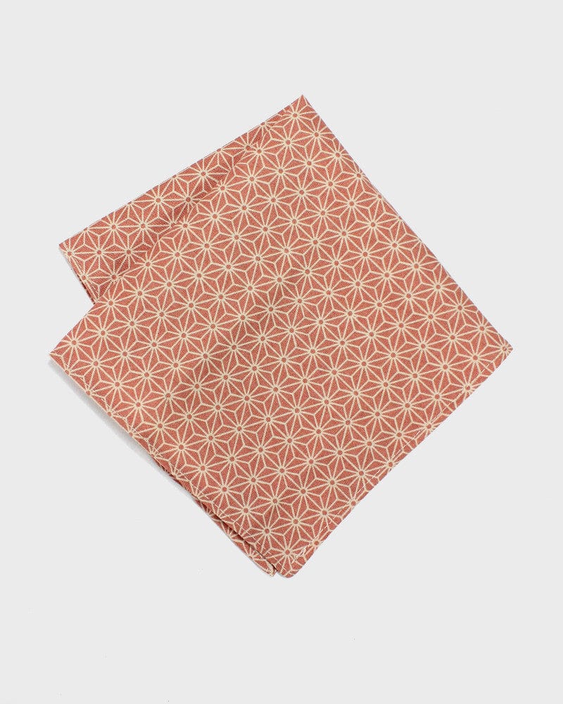 Kiriko Original Pocket Square, Coral Pink Asanoha