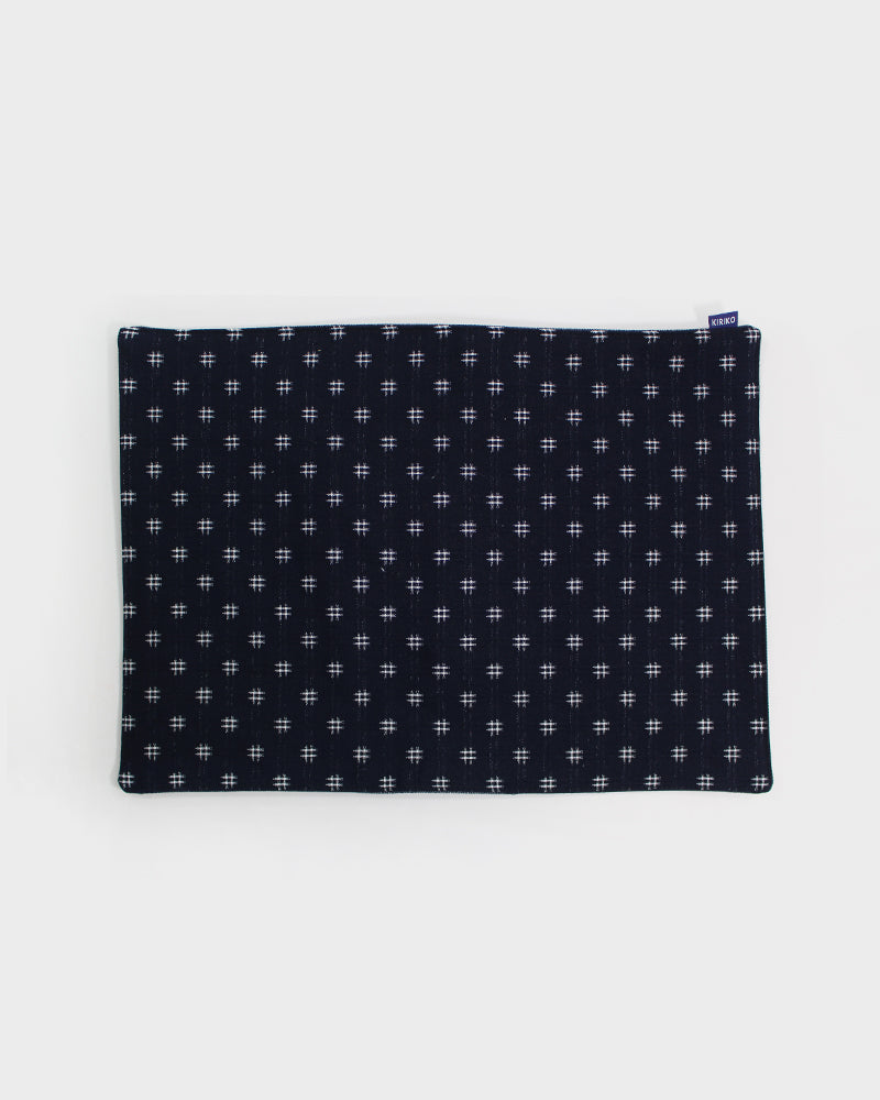 Kiriko Original Table Mat, Kasuri-Ori Indigo with White Igeta
