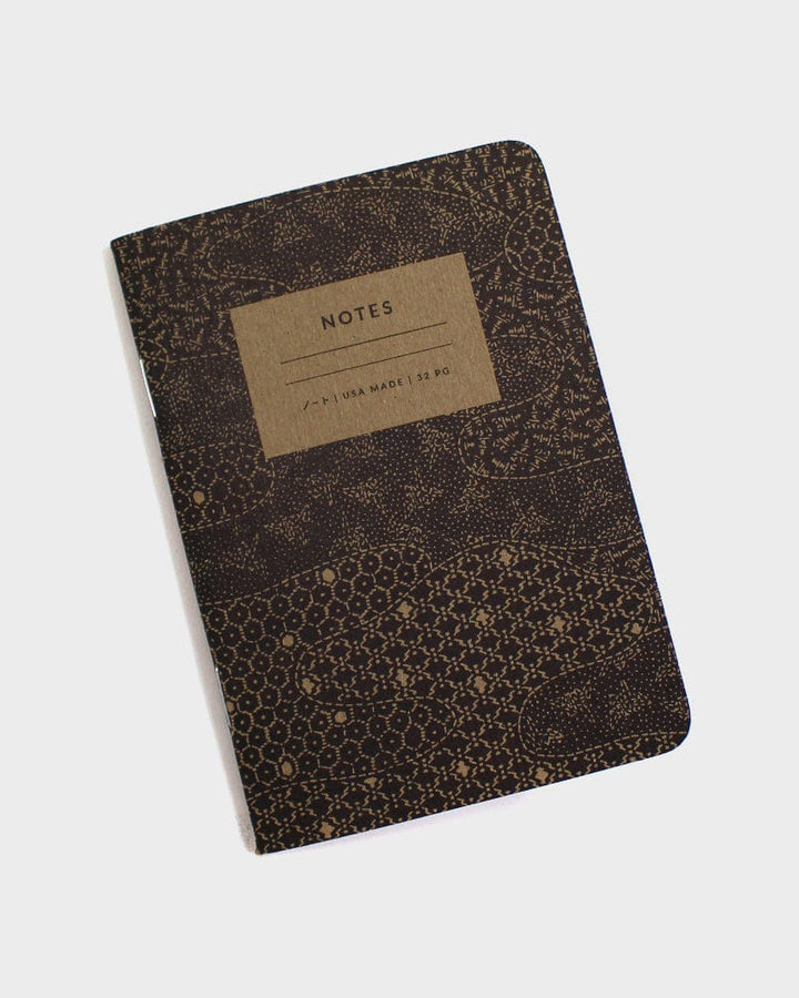 Kiriko Original Small Notebook, Katazome Pattern, Black Mist