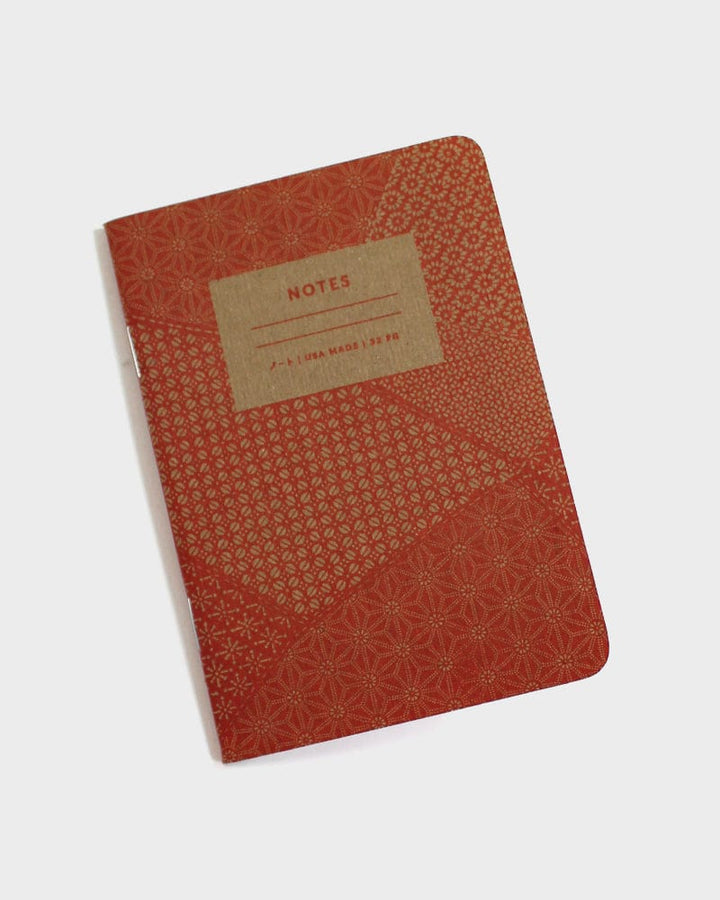 Kiriko Original Small Notebook, Katazome Pattern, Red Lines