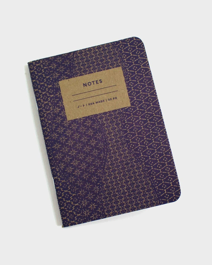Kiriko Original Small Notebook, Katazome Pattern, Blue Waves