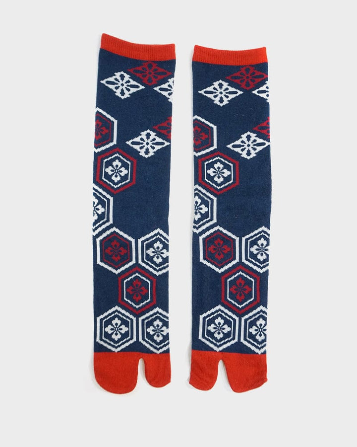 Wa Modern, Tabi Socks, Crew, Kikkou, Navy and Red (M/L)