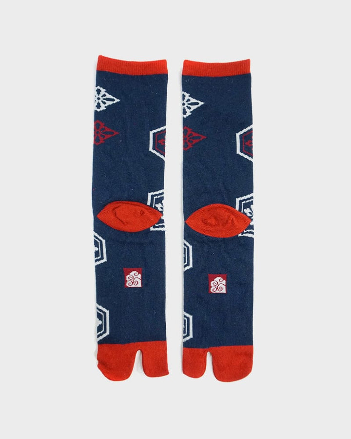 Wa Modern, Tabi Socks, Crew, Kikkou, Navy and Red (M/L)