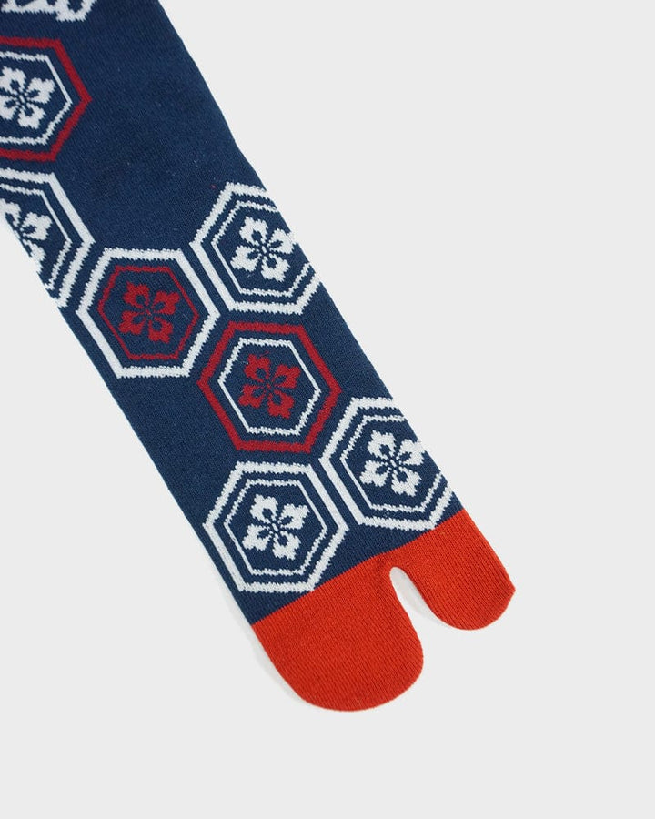 Wa Modern, Tabi Socks, Crew, Kikkou, Navy and Red (M/L)
