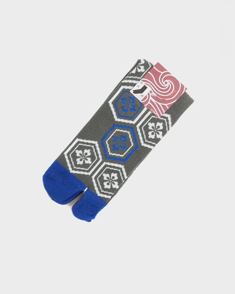 Wa Modern, Tabi Socks, Crew, Kikkou, Grey and Blue (M/L)