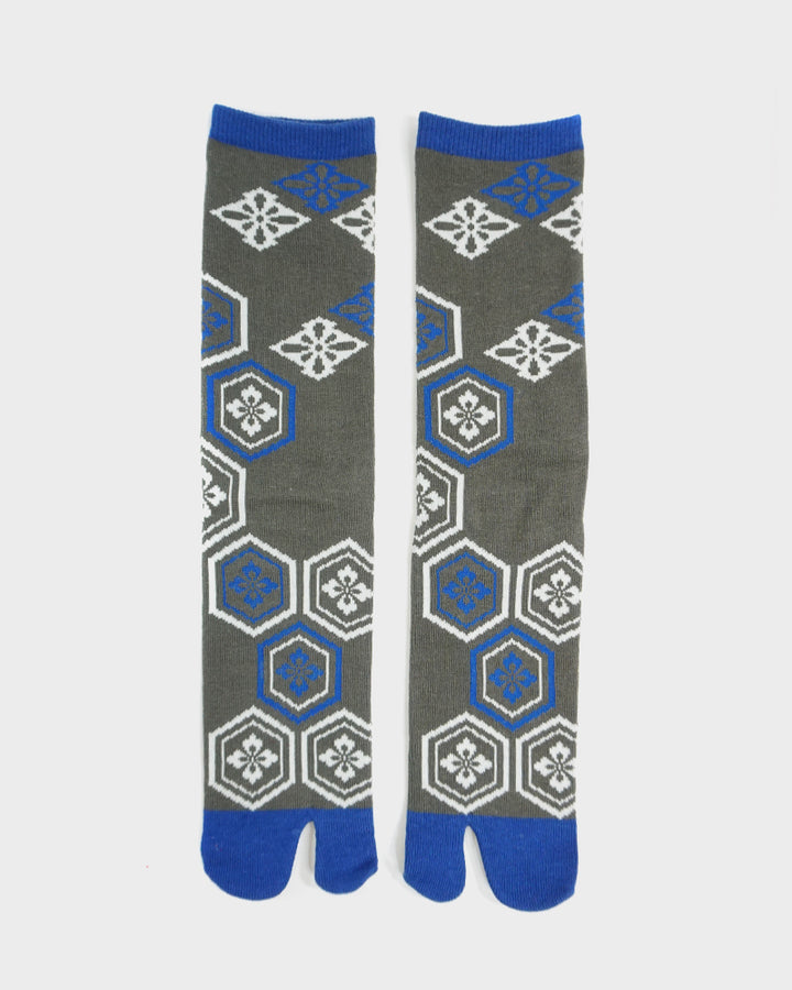 Wa Modern, Tabi Socks, Crew, Kikkou, Grey and Blue (M/L)
