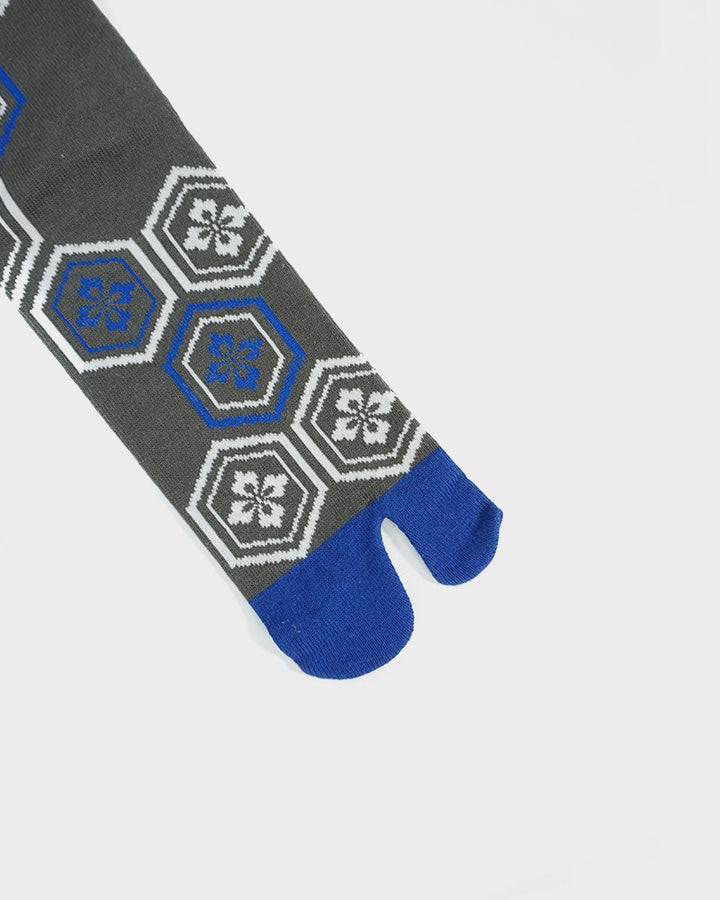 Wa Modern, Tabi Socks, Crew, Kikkou, Grey and Blue (M/L)