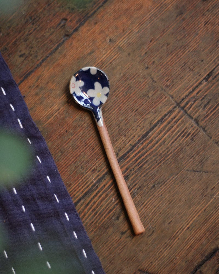 Hand-Painted Spoon, Classic, Indigo Floral