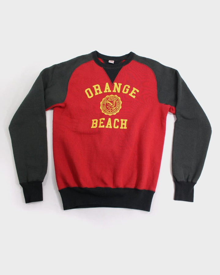 Japanese Repro Crewneck, Flathead Brand, Orange Beach, Grey and Red - L
