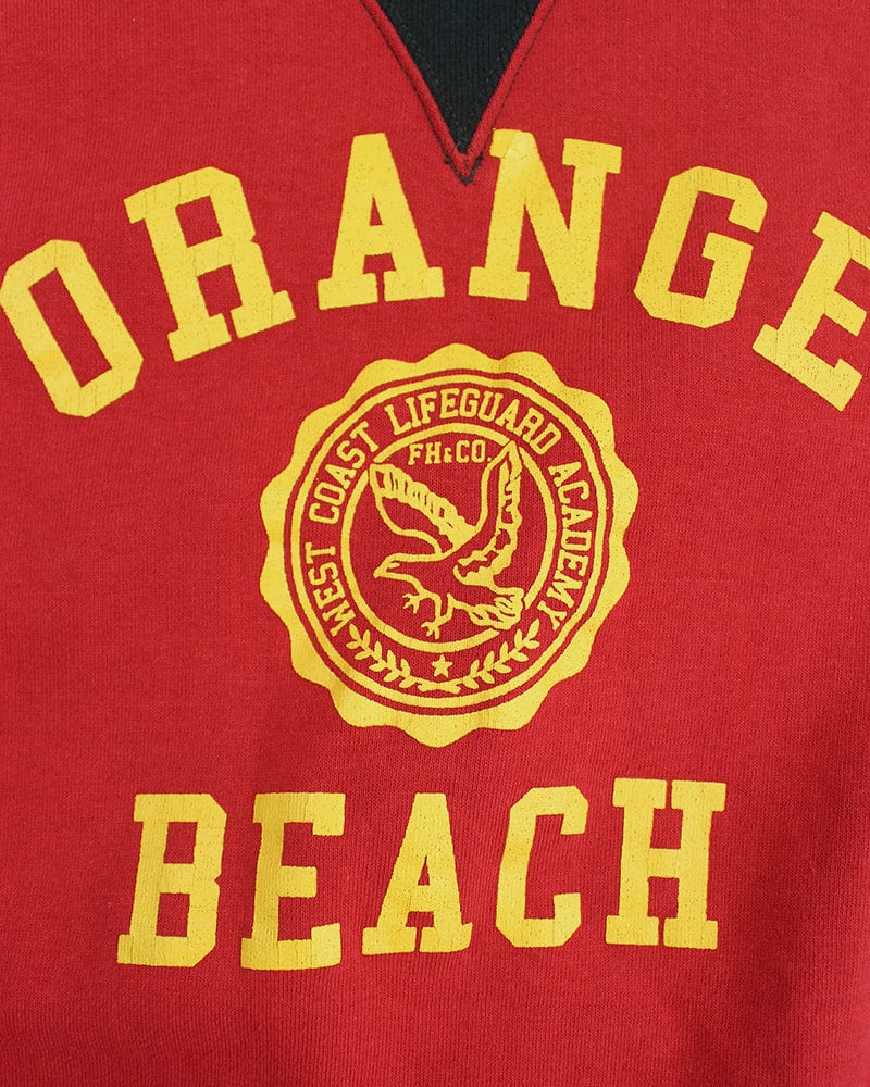 Japanese Repro Crewneck, Flathead Brand, Orange Beach, Grey and Red - L