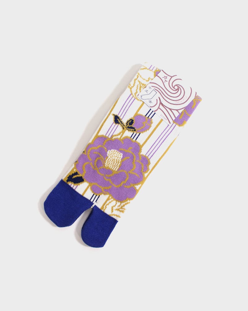 Wa Modern, Tabi Socks, Crew, Shima Tsubaki, Cream and Lavender  - (S/M)