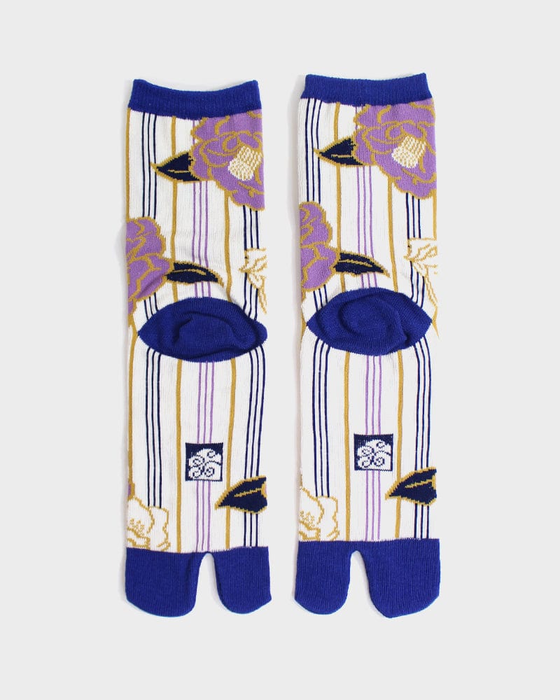 Wa Modern, Tabi Socks, Crew, Shima Tsubaki, Cream and Lavender  - (S/M)