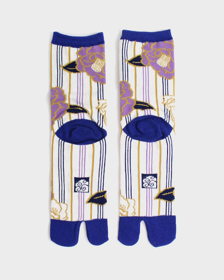 Wa Modern, Tabi Socks, Crew, Shima Tsubaki, Cream and Lavender  - (S/M)