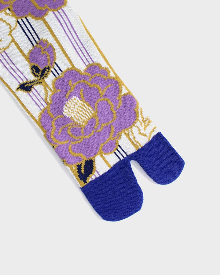 Wa Modern, Tabi Socks, Crew, Shima Tsubaki, Cream and Lavender  - (S/M)