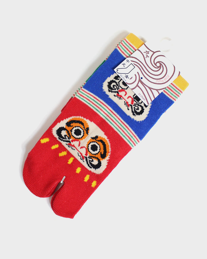 Tabi socks with daruma otoshi design by Kiriko Made