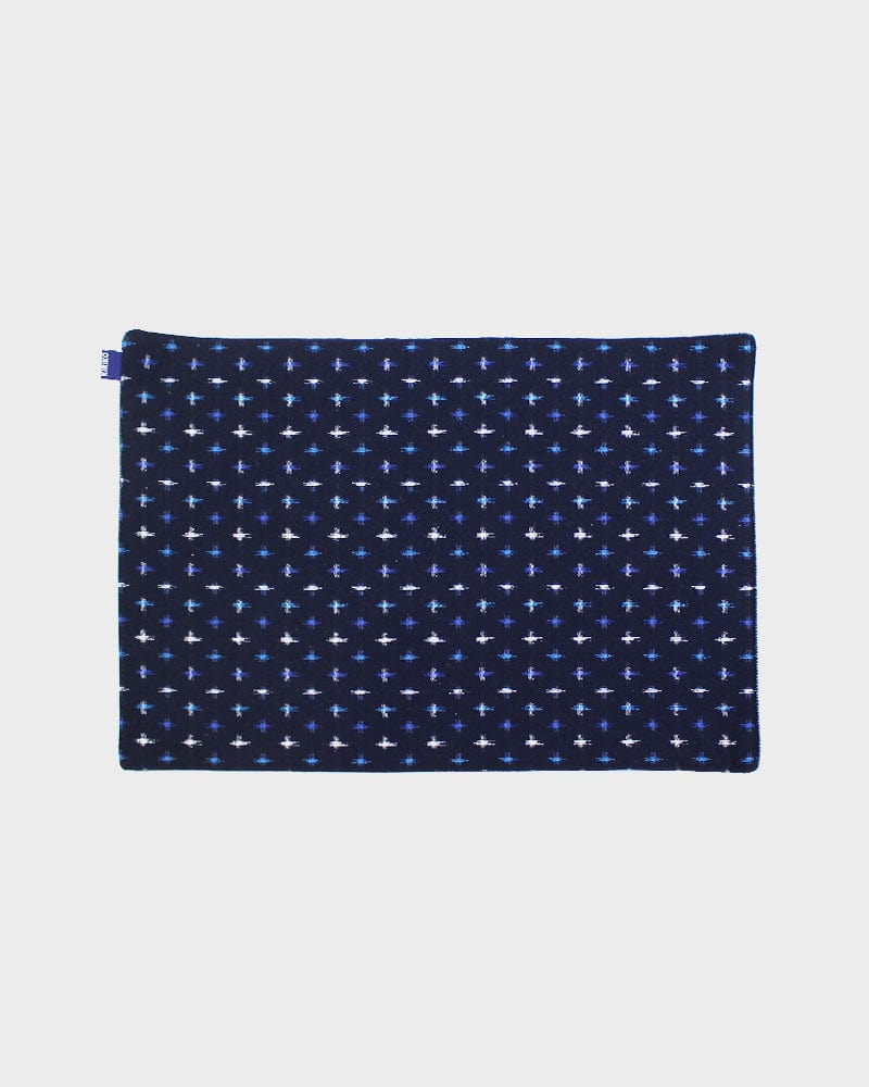 Kiriko Original Table Mat, Kasuri-Ori Indigo with White and Blue Jyuji