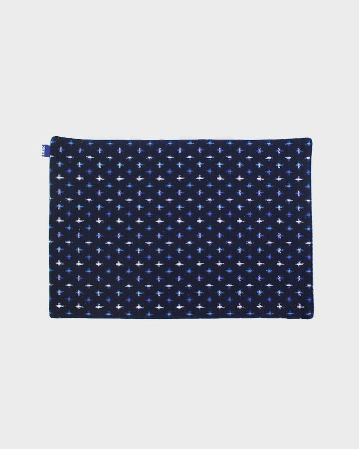 Kiriko Original Table Mat, Kasuri-Ori Indigo with White and Blue Jyuji