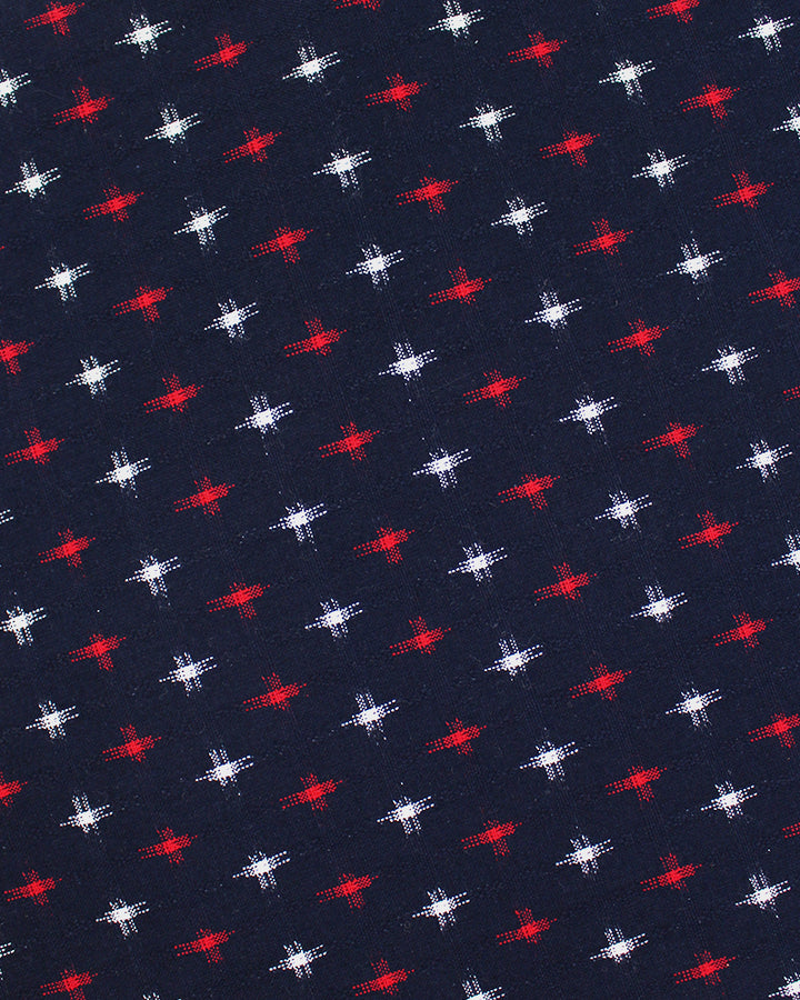 Kiriko Original Table Mat, Kasuri-Ori Indigo with White and Red Jyuji