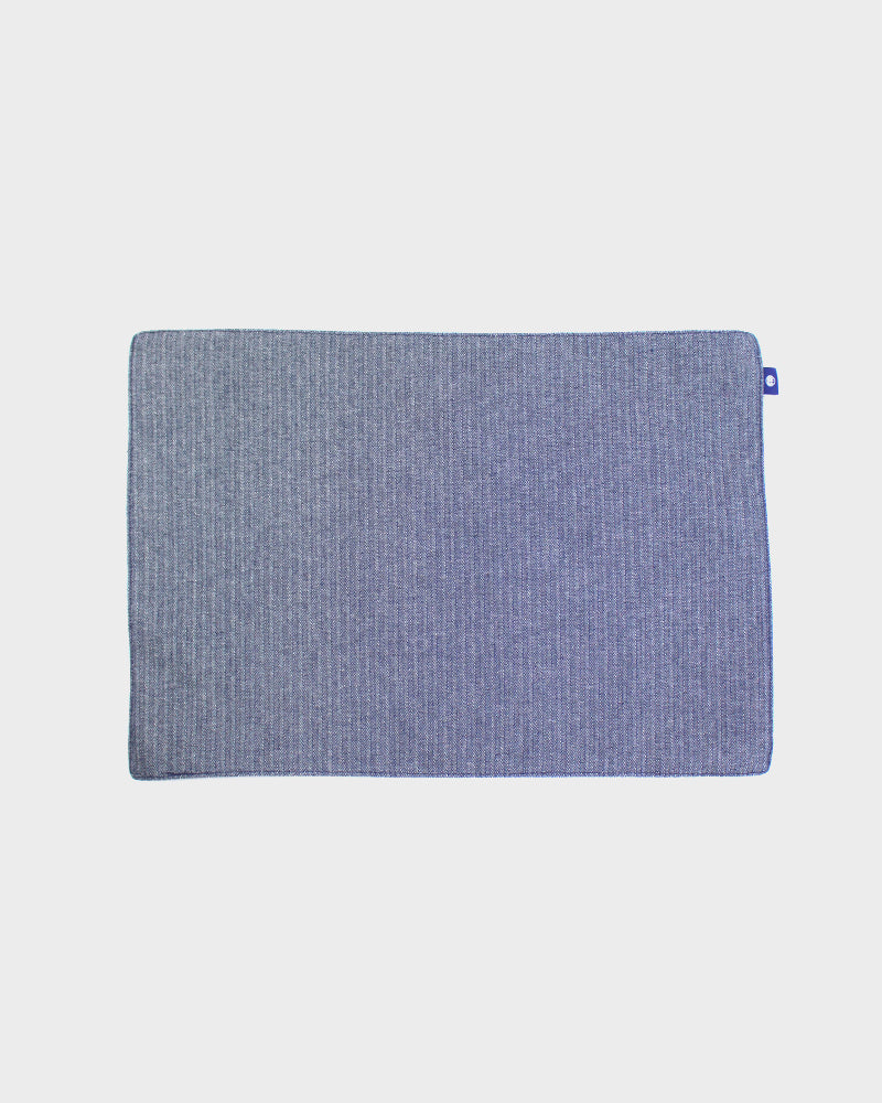 Kiriko Original Table Mat, Kasuri-Ori Indigo with White and Red Jyuji