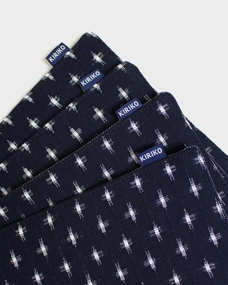 Kiriko Original Table Mat, Kasuri-Ori Indigo with White Jyuji