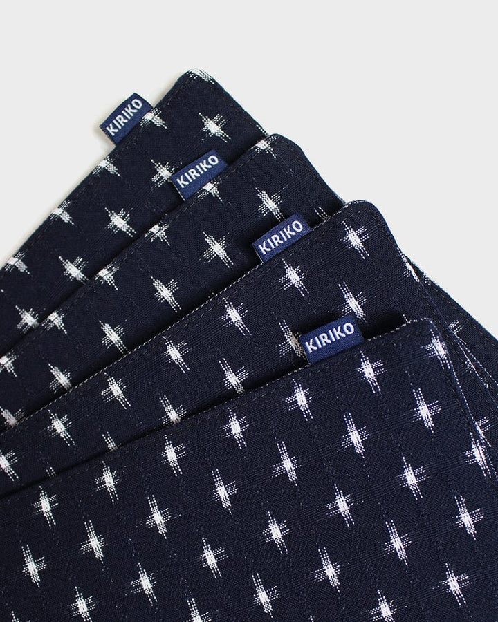 Kiriko Original Table Mat, Kasuri-Ori Indigo with White Jyuji