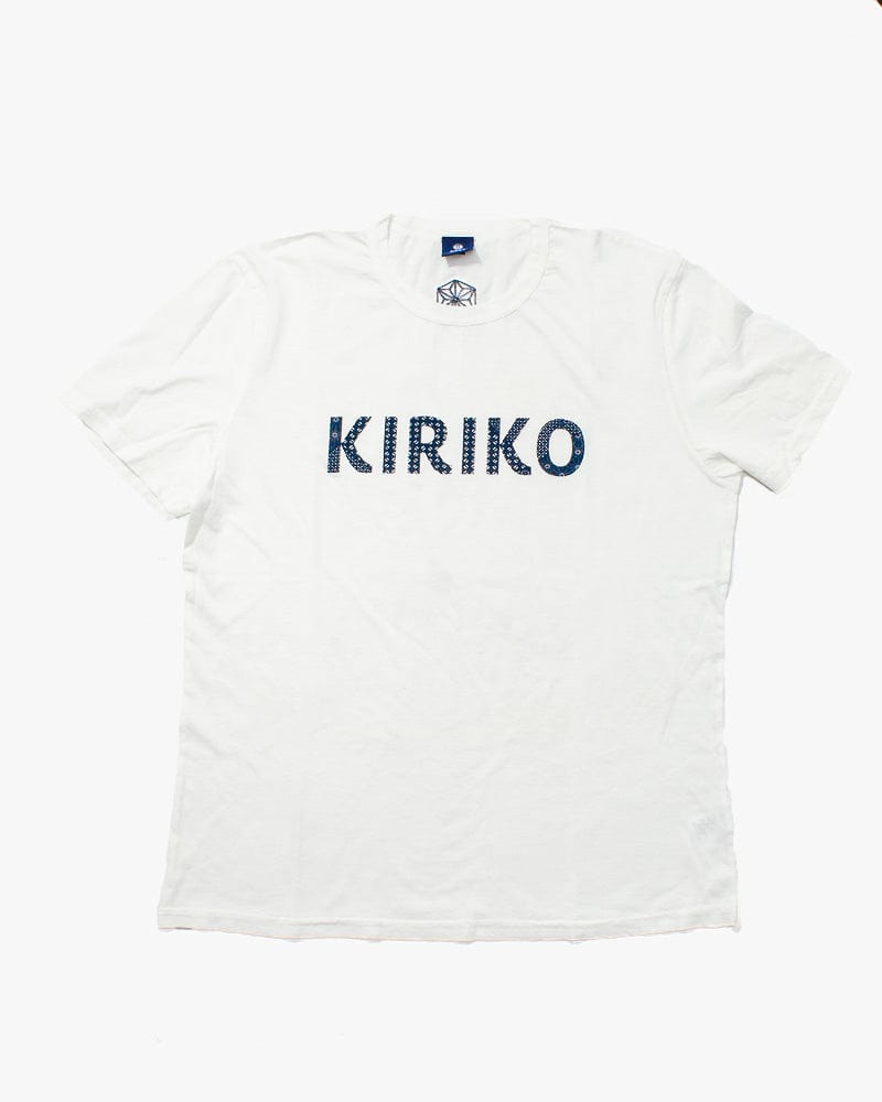 Kiriko Original Tee, 6oz Cotton, Printed Katazome, Semamori Embroidery, White with Navy
