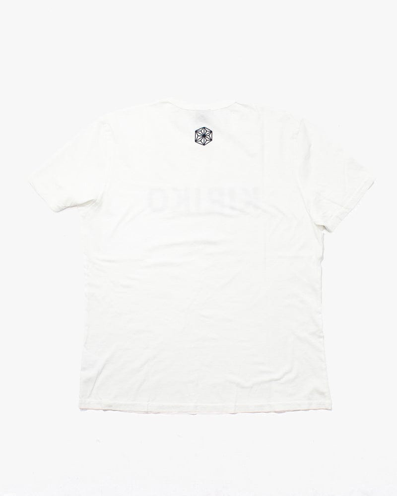 Kiriko Original Tee, 6oz Cotton, Printed Katazome, Semamori Embroidery, White with Navy