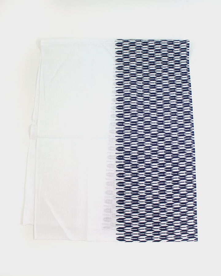 Tenugui, Classic, Komon, White And Navy Yagasuri Split