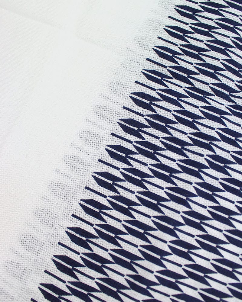 Tenugui, Classic, Komon, White And Navy Yagasuri Split