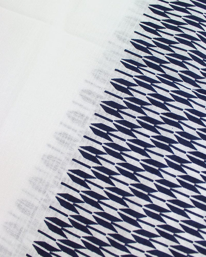 Tenugui, Classic, Komon, White And Navy Yagasuri Split