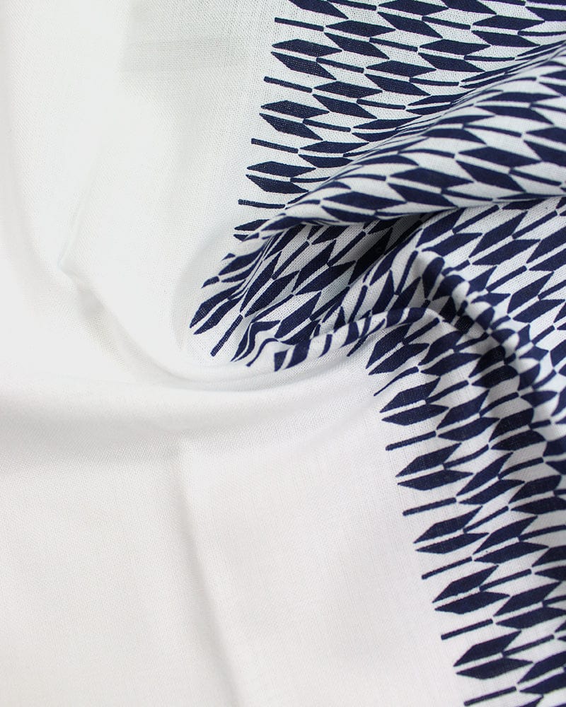 Tenugui, Classic, Komon, White And Navy Yagasuri Split