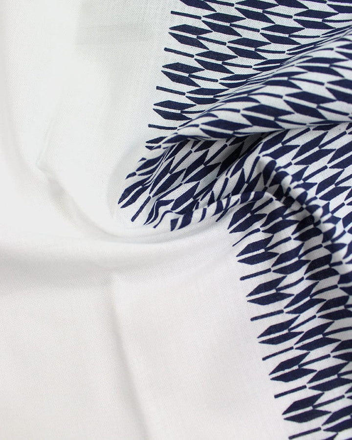 Tenugui, Classic, Komon, White And Navy Yagasuri Split